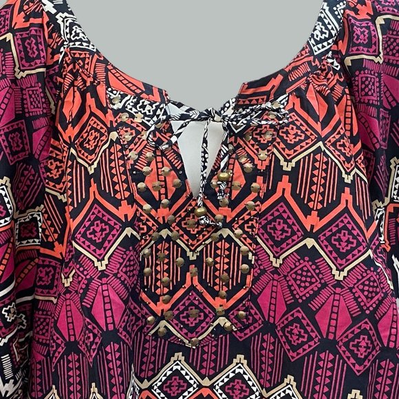 Catherines 2X (22/24) Multicolor Top 3/4 Sleeve Boho - Picture 12 of 12